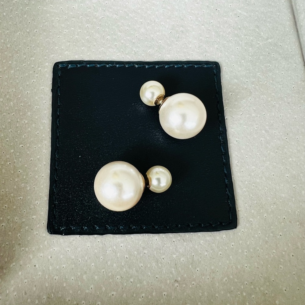 FRESHWATER WHITE ROUND PEARL DOUBLE PEARL STUDS & SILVER 925 - Picture 13 of 13
